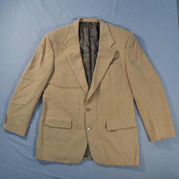 Vintage Bill Blass Blazer Mens 44R Tan Camel Hair USA Preppy Grandpa Paisley - Picture 10 of 11